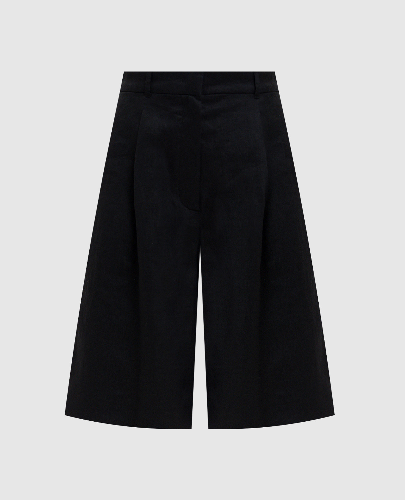 Black linen CARAVAN Bermuda shorts