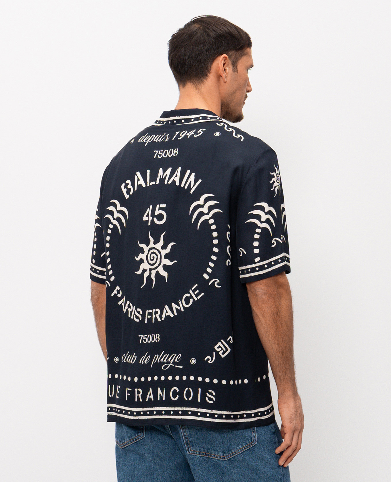 

Blue shirt with print Balmain