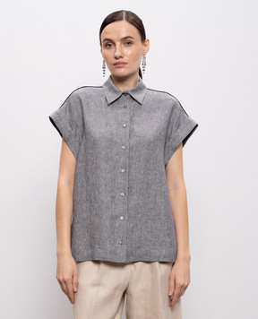 Peserico Gray linen shirt with lapels S0649802629
