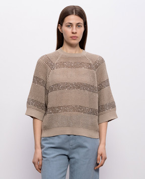 Brunello Cucinelli Beige top with sequins M58772800