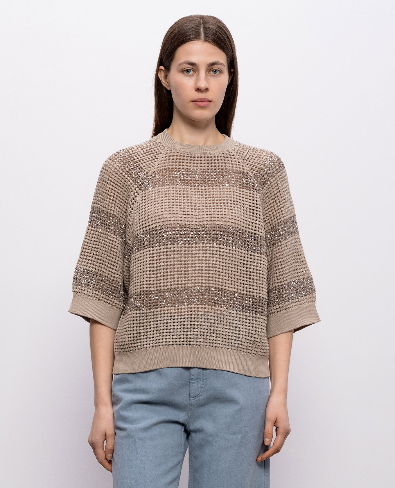 Beige top with sequins Brunello Cucinelli 3