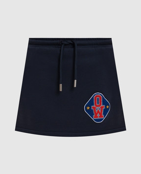 Off-White Blue mini skirt with logo patch 2CK006S26FLE001