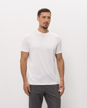 ISAIA White silk T-shirt with emblem MCI154JP001