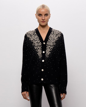 AMIRI Black wool and cashmere cardigan with beads AM426KN010