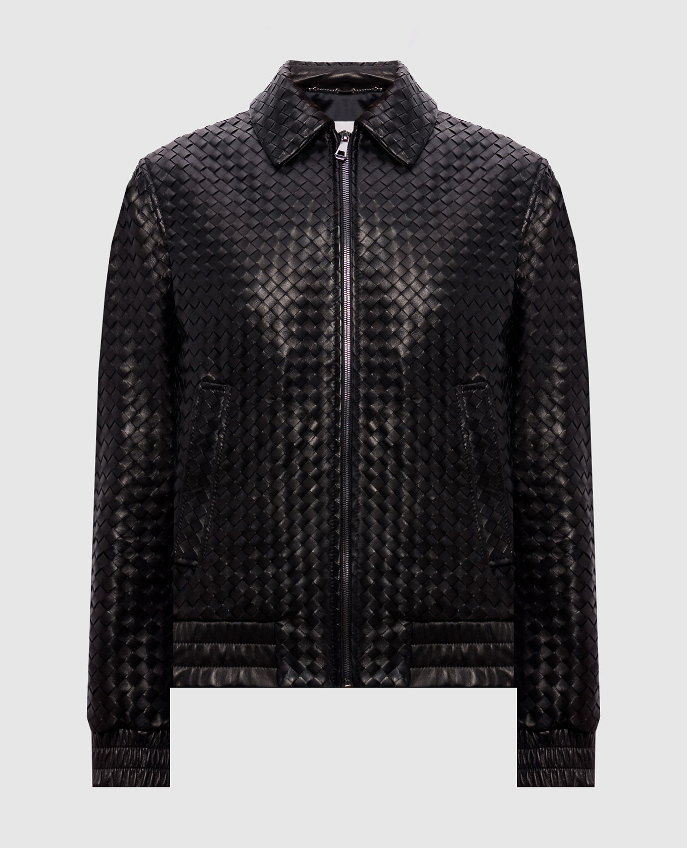 Black leather jacket with braiding