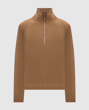 Tom Ford Brown wool and cashmere sweater with zipper KFL017YMW167