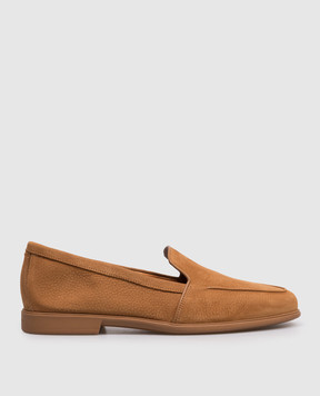 Santoni Brown nubuck loafers WULB72051GC2SPRX