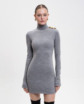 Balmain Gray melange mini dress with wool FF0R8895JL17