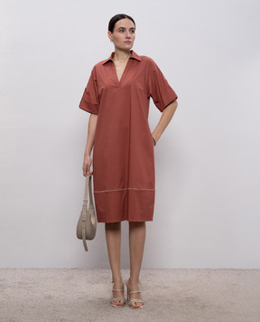 Peserico Red dress with a monil chain A0251301979