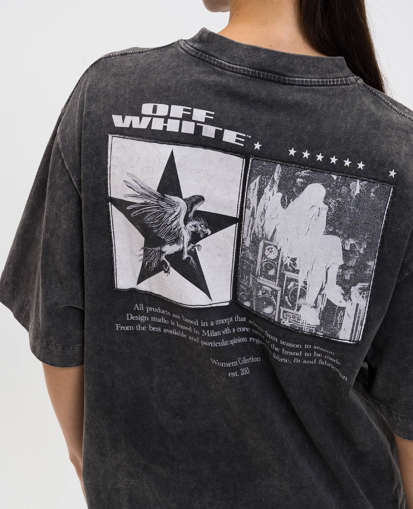 

Xerox Star Grey T-Shirt with Frayed Effect Off-White