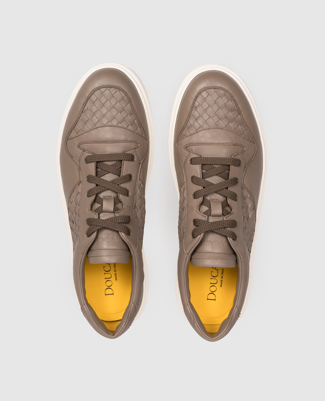 Brown leather sneakers with weaving Doucal's 4