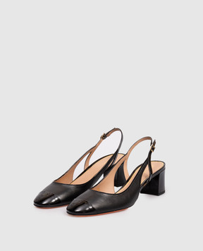 Santoni Black leather slingbacks with cutouts WDNC71546HA2NOGO