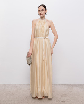 Peserico Beige dress with crystals and a monil chain E02352A6640A