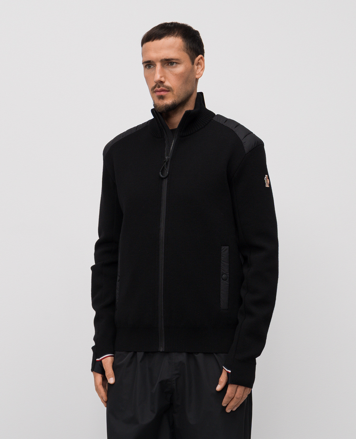 

Black wool cardigan with emblem Moncler Grenoble