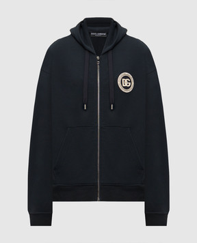 Dolce&Gabbana Blue sports jacket with monogram logo patch G9AIYZG7PZG