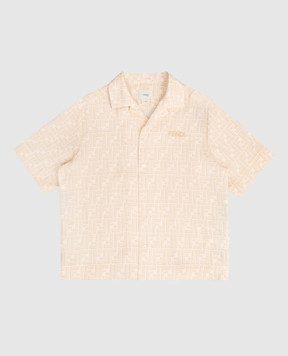 Fendi Children's beige linen shirt with monogram print JUC109AY8C812+