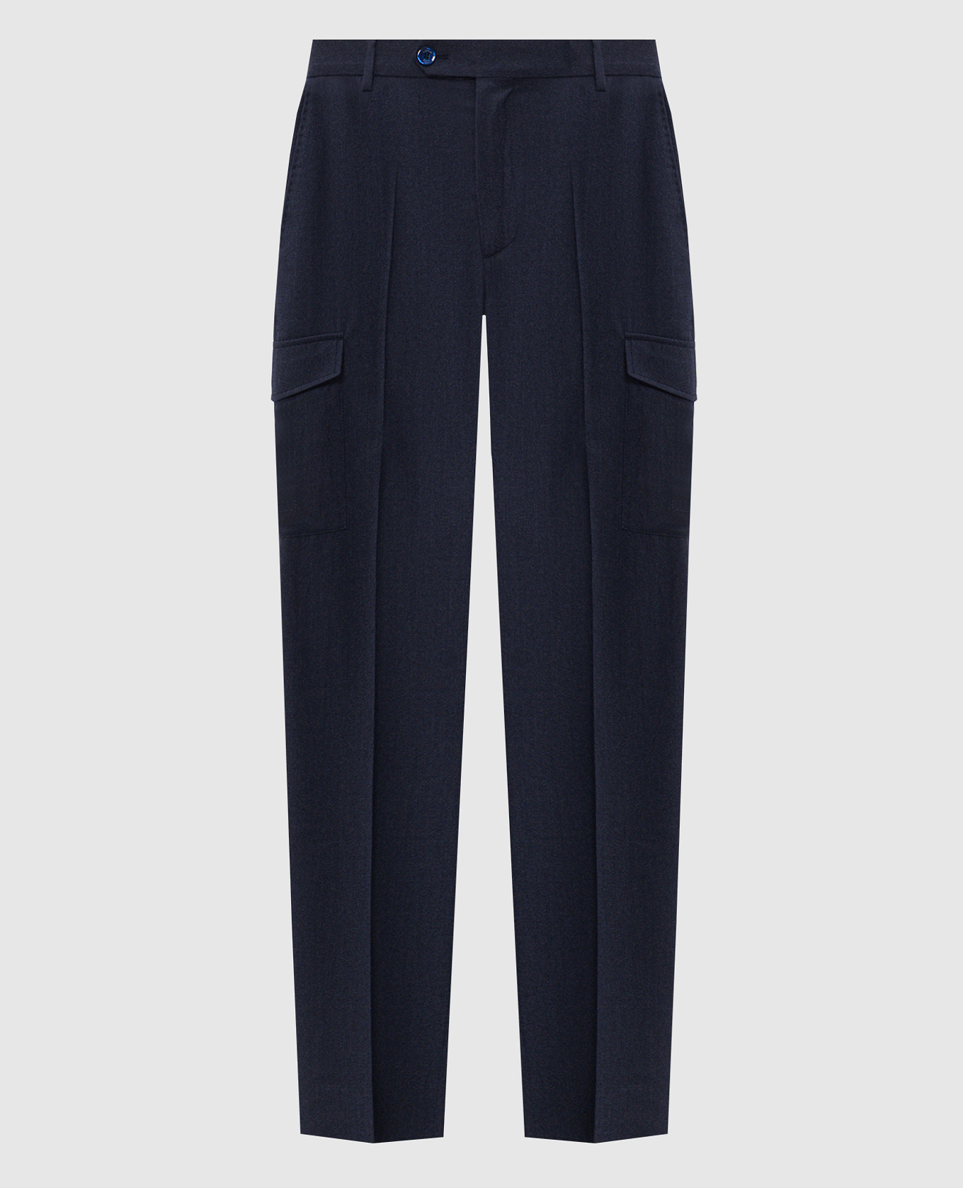 Blue wool and silk cargo pants