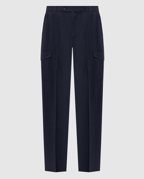 Stefano Ricci Blue wool and silk cargo pants M1T6300190WK002V