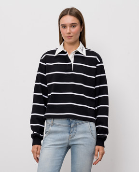AMIRI Black striped polo shirt with embroidered logo AWTOJR1090