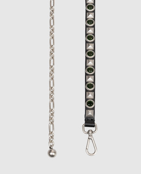 Etro Black leather belt with crystals and rivets WP3B0087AB022
