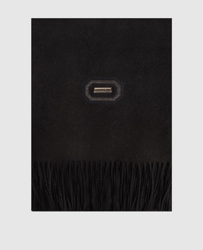 Stefano Ricci Black cashmere scarf with fringe MWA63000806853