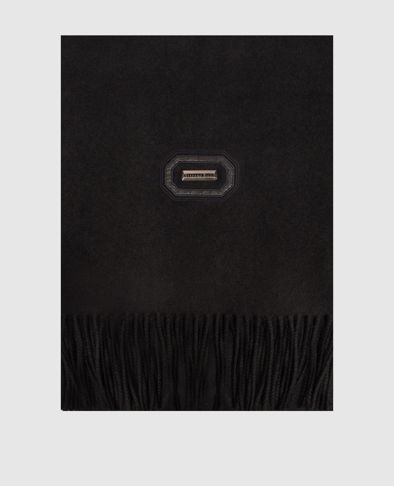 Black cashmere scarf with fringe