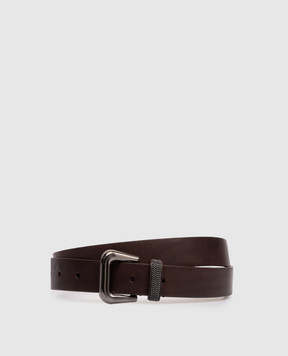 Brunello Cucinelli Brown leather belt with monil chain M0DAYC296