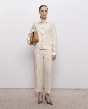 Peserico Ivory linen pants P0413502606