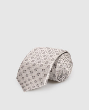 Brunello Cucinelli Gray patterned silk tie MR8360018