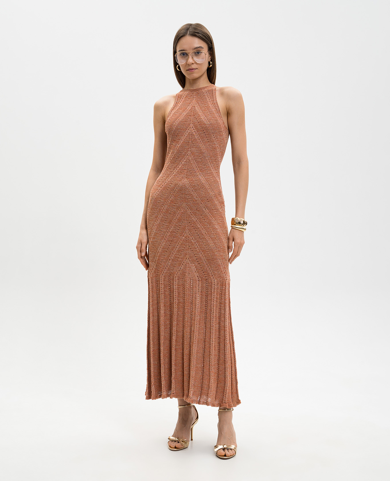 

Pink linen dress with lurex Twinset