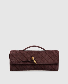 Bottega Veneta Andiamo burgundy suede clutch 741511V60F1