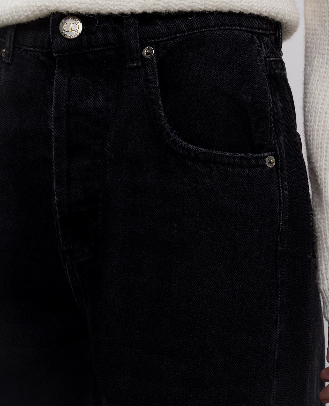Black jeans with logo patch Twinset 5