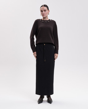 Agnona Brown cashmere sweater with appliqué K1100184K080Q