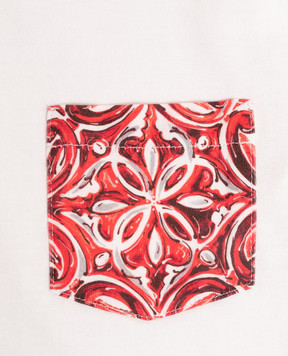 Dolce&Gabbana Children's white T-shirt with Majolica print L1JTKHG7P5D