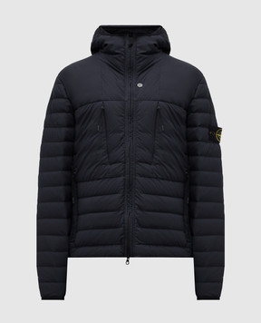 Stone Island Blue down jacket with logo K2S154100020S0183