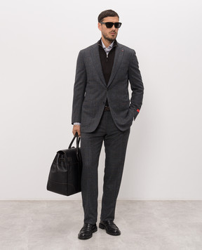 ISAIA Brown wool jumper with zipper MG8018YP005