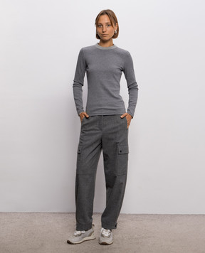 Peserico Gray cargo pants with wool P0494301948