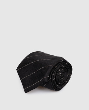 Brunello Cucinelli Black striped silk tie MI8890018