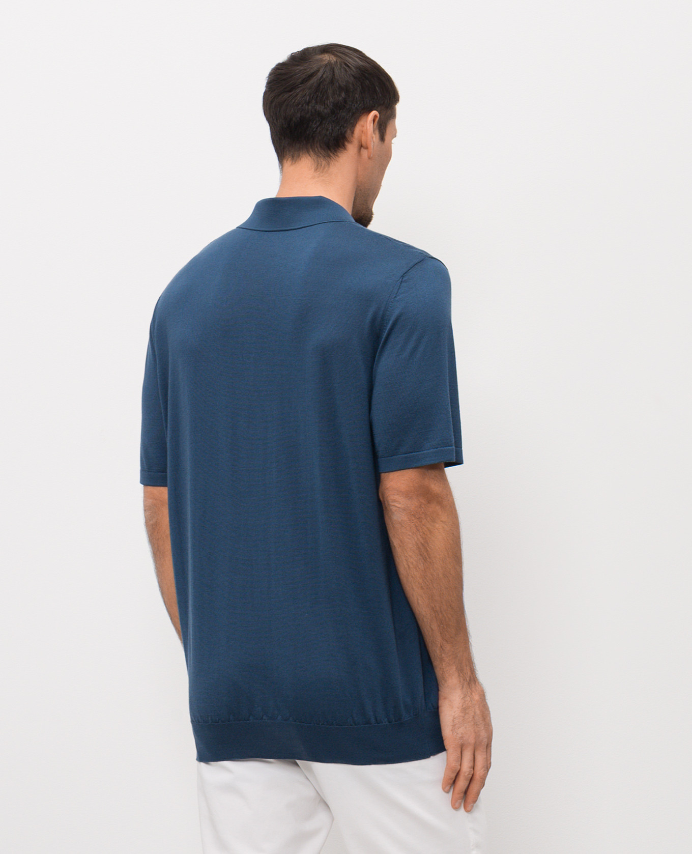 

Blue silk polo shirt Bertolo Cashmere