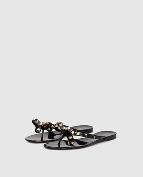Valentino Black Rockstud bow flip-flops 8W2S0552PVS