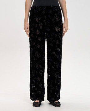 Asceno Loreto black velvet pants with silk B065F65C01