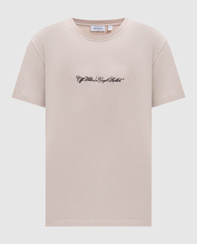 Off-White Beige T-shirt with Script Arrow embroidery 44MAA027S26J002