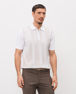 Bertolo Cashmere White polo shirt with striped pattern 902541002543
