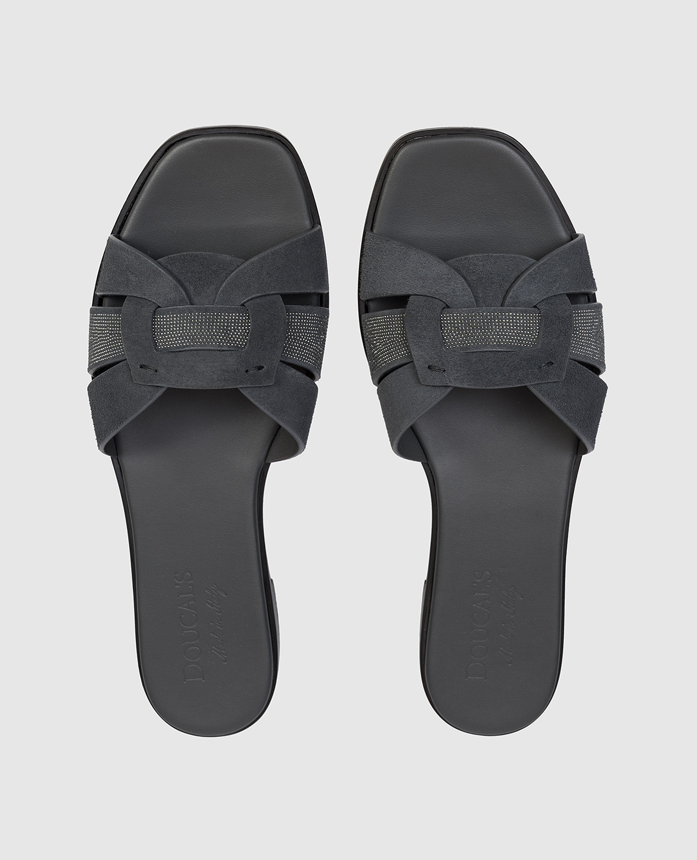 

Gray suede flip-flops with a monil chain Doucal's, Grey
