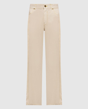 Balmain Beige flared jeans with logo patch GF0MI071DG22