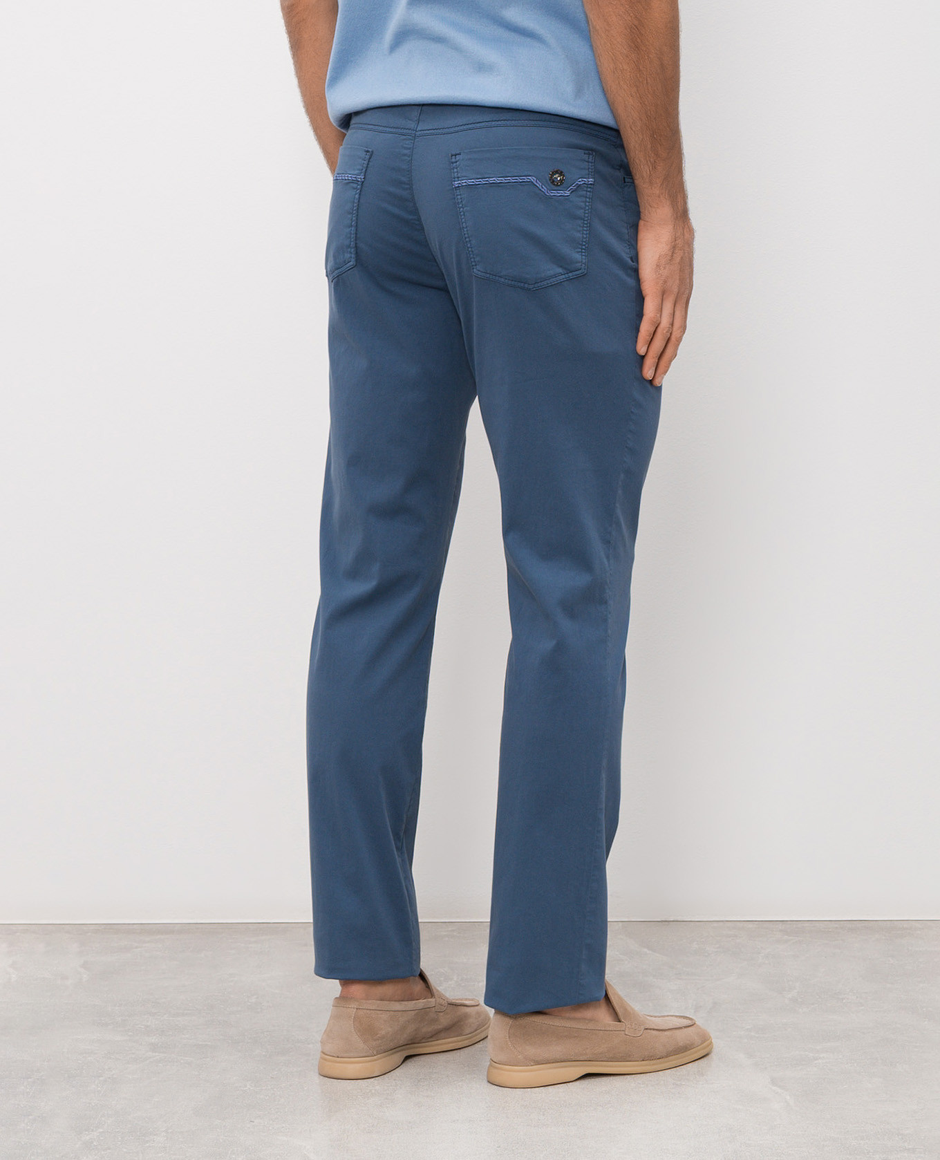 Blue pants with logo patch Stefano Ricci 4