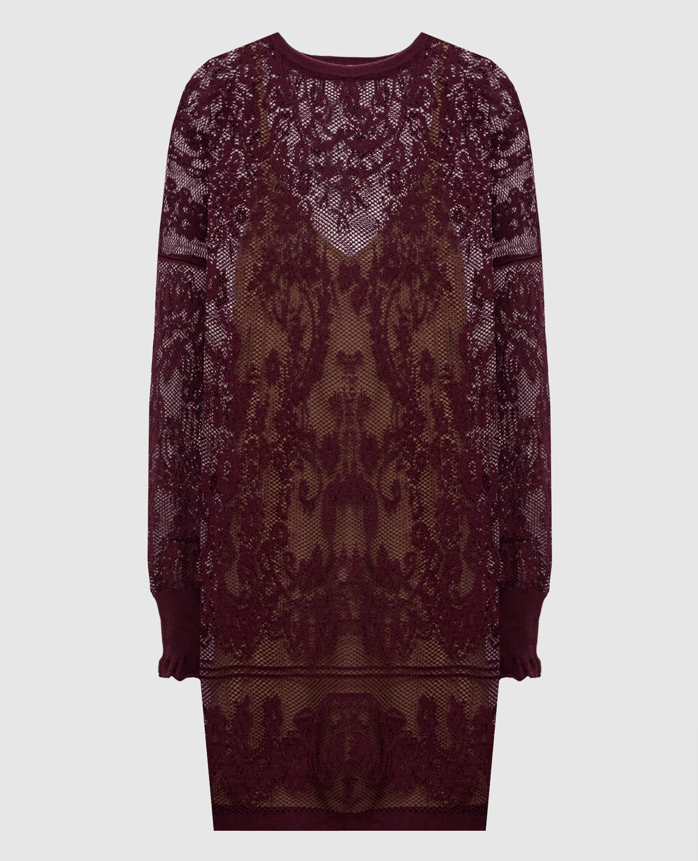 Burgundy dress with a pattern