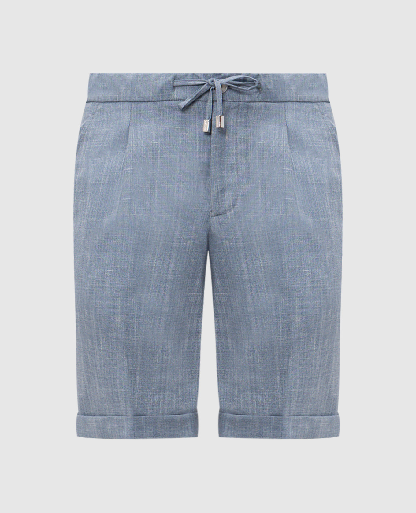 Blue shorts made of wool, silk and linen