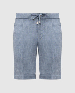 Enrico Mandelli Blue shorts made of wool, silk and linen GYMSHO6020