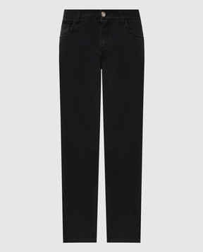 Stefano Ricci Black jeans with embroidered emblem MFT63B1041TR195K